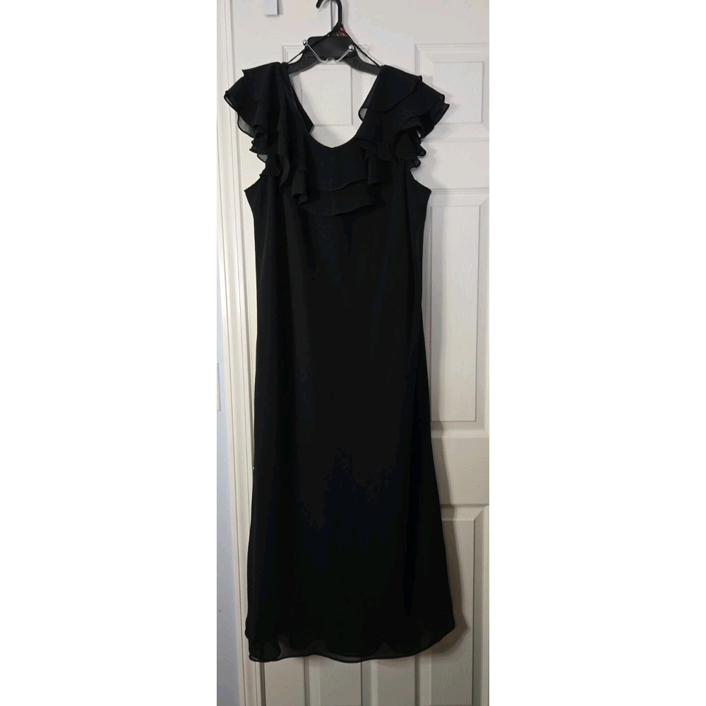 Ultra Dress Womens Plus Size Sleeveless Maxi Dress Size 24‎ Black Ruffled Collar